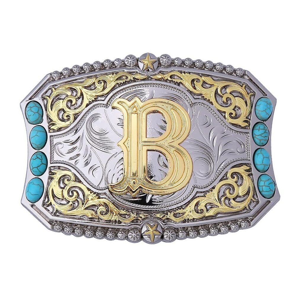 1788 Western Belt Buckle Cowboy Rodeo Initial Letters ABCDEFG to Z